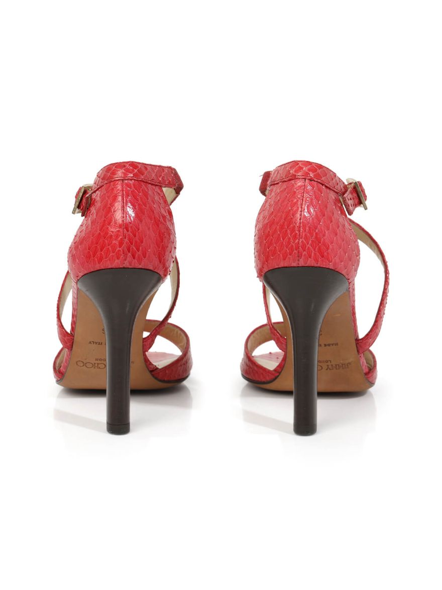 Cherry Exotic Skin Embossed Sandal/Size-36EUR