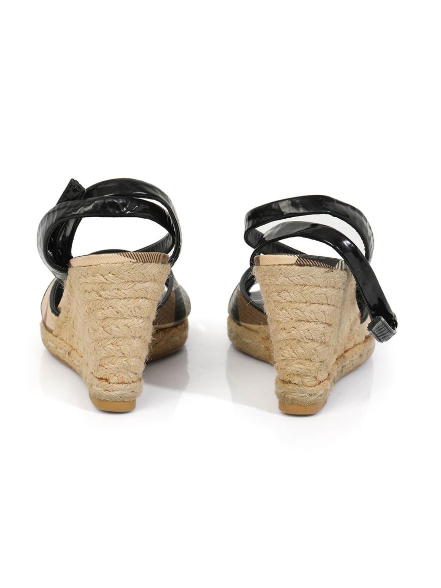 Nova Check Black Espadrille Sandals/Size-35EUR