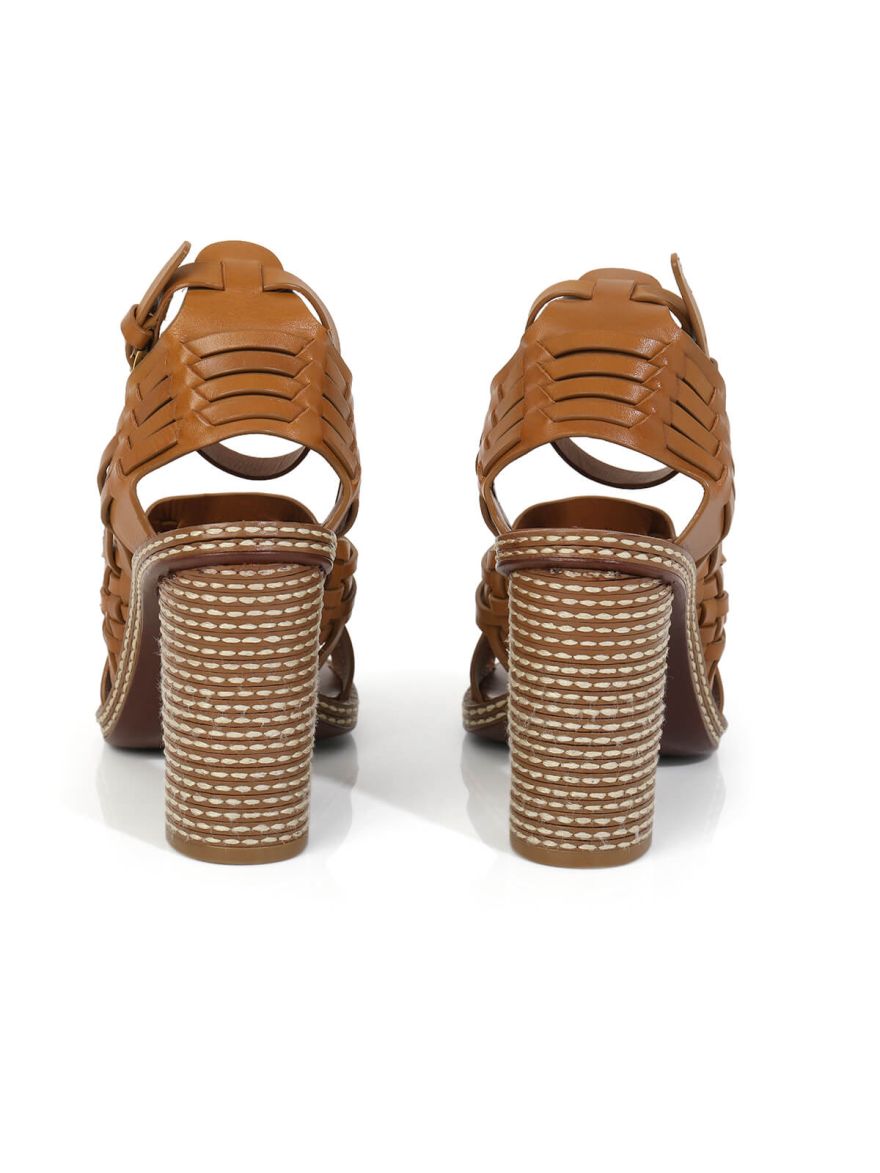 Nadia Tan Woven Leather Heels/Size-5M