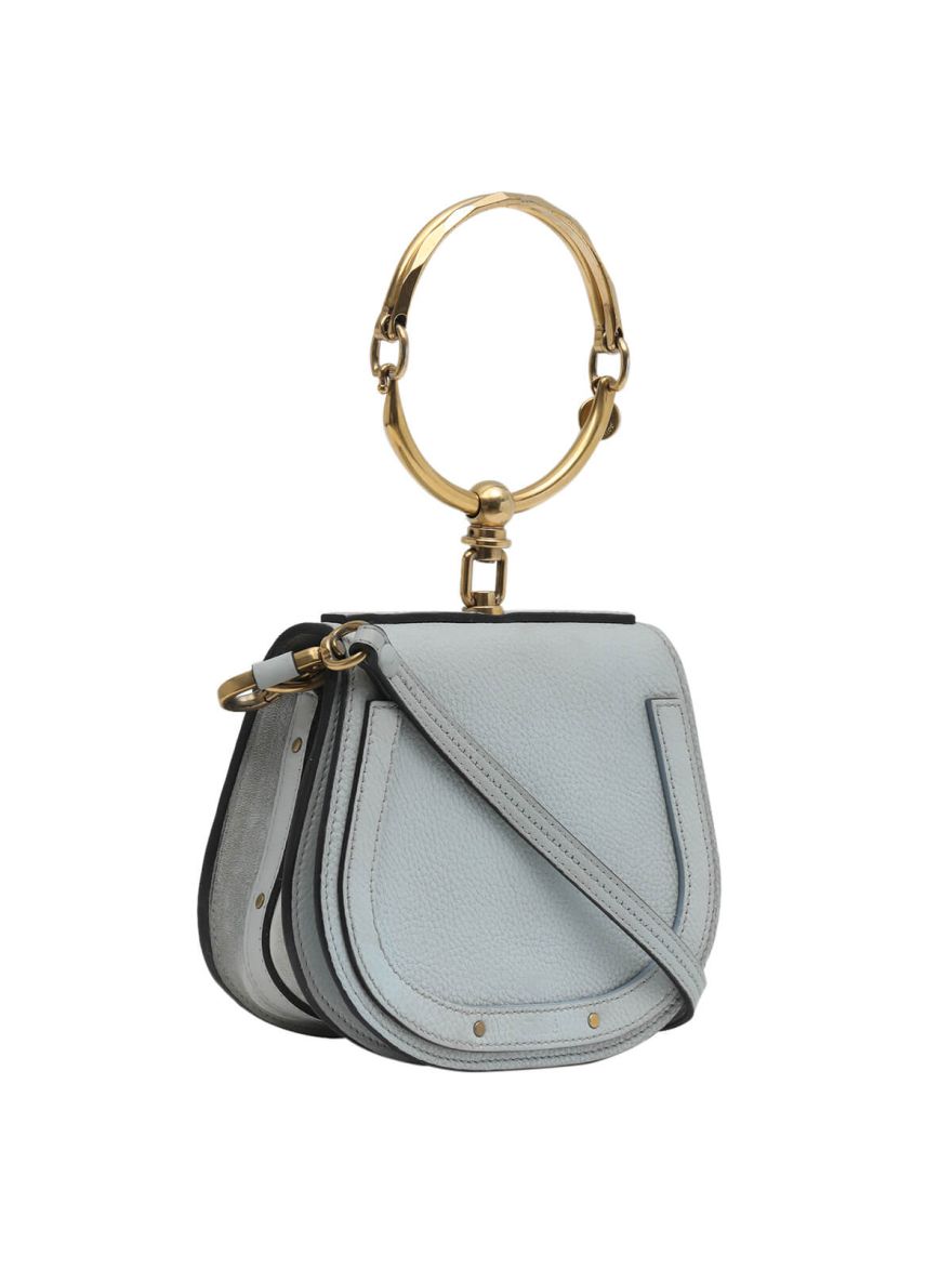 Leather & Suede Small Nile Bracelet Bag with Strap