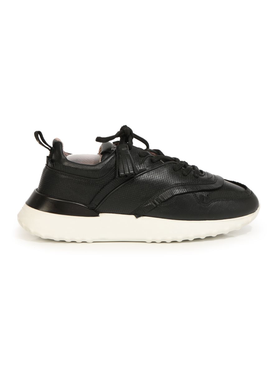 TOD'S Black Leather Lace UP Sneaker/ 38.5S