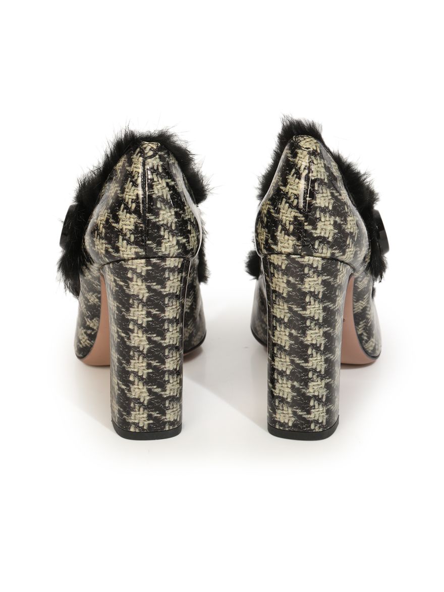 Patent Leather Furr Mary Jane Pumps Size- 38.5
