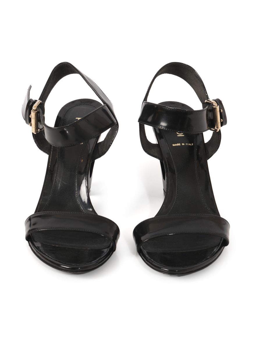 Vintage Black Lacquered Women Monogram FF Heels
