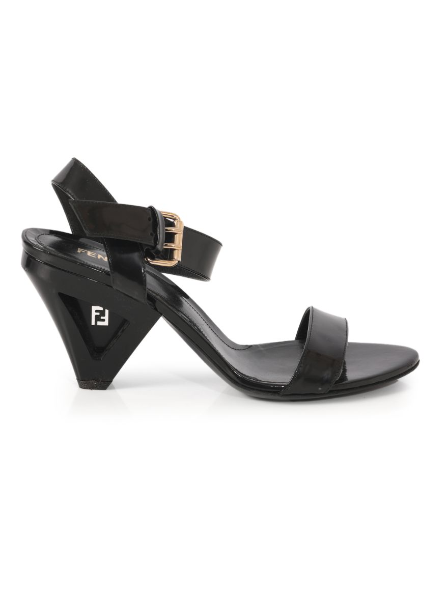 Vintage Black Lacquered Women Monogram FF Heels