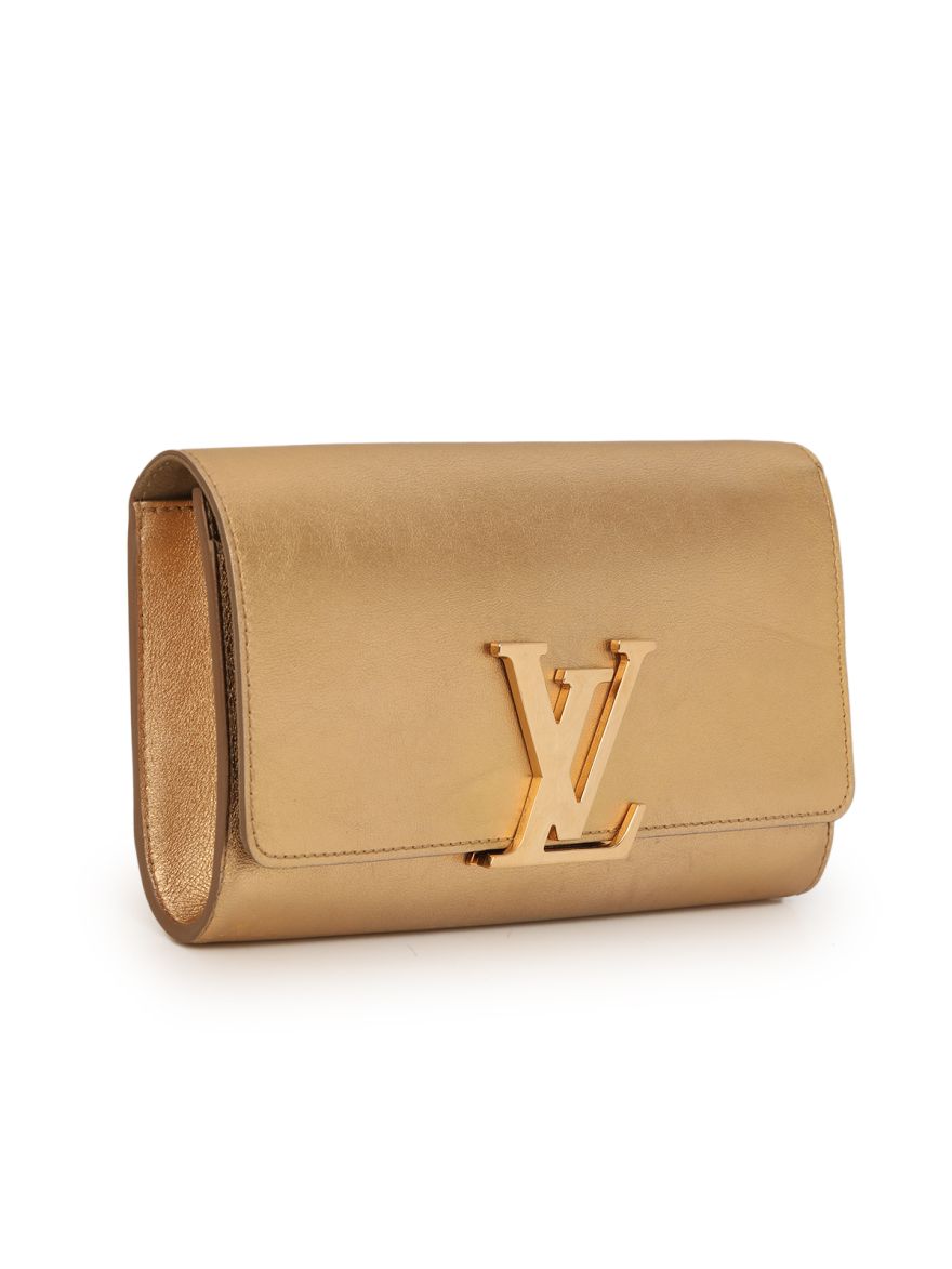 Gold Leather Louise Clutch
