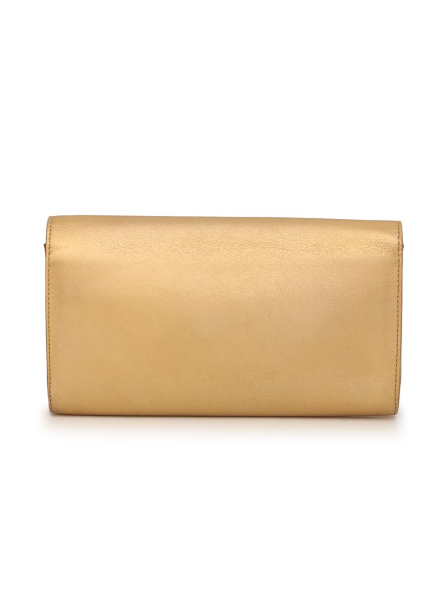 Gold Leather Louise Clutch