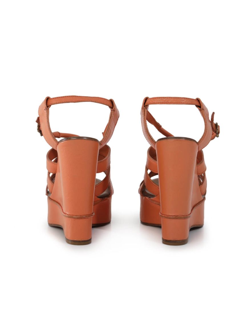 Leather Cage Knotted Wedges/Size-36.5EUR