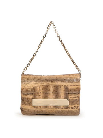Beige/Brown Lizard and Python Carolina Shoulder Bag