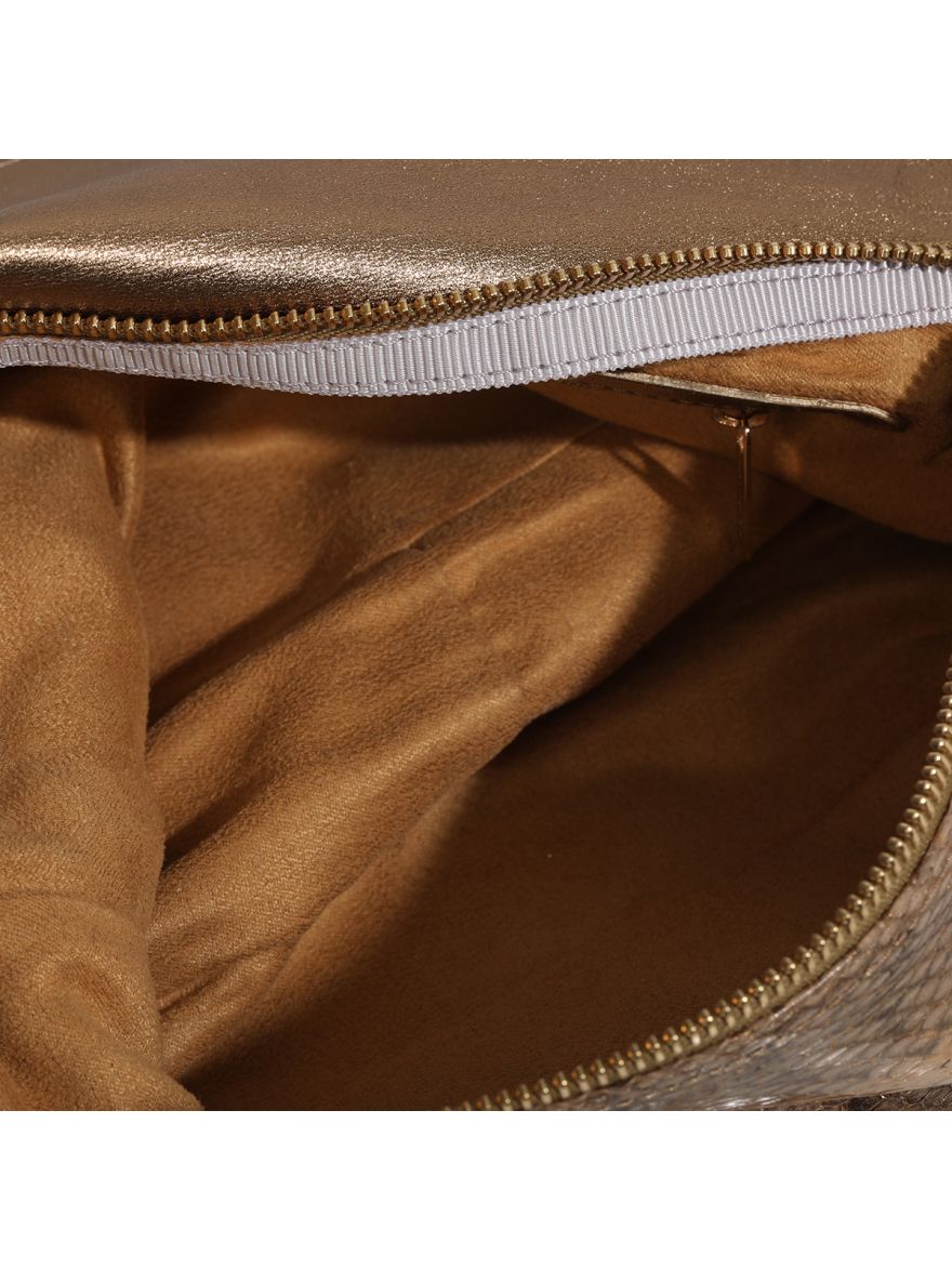 Beige/Brown Lizard and Python Carolina Shoulder Bag
