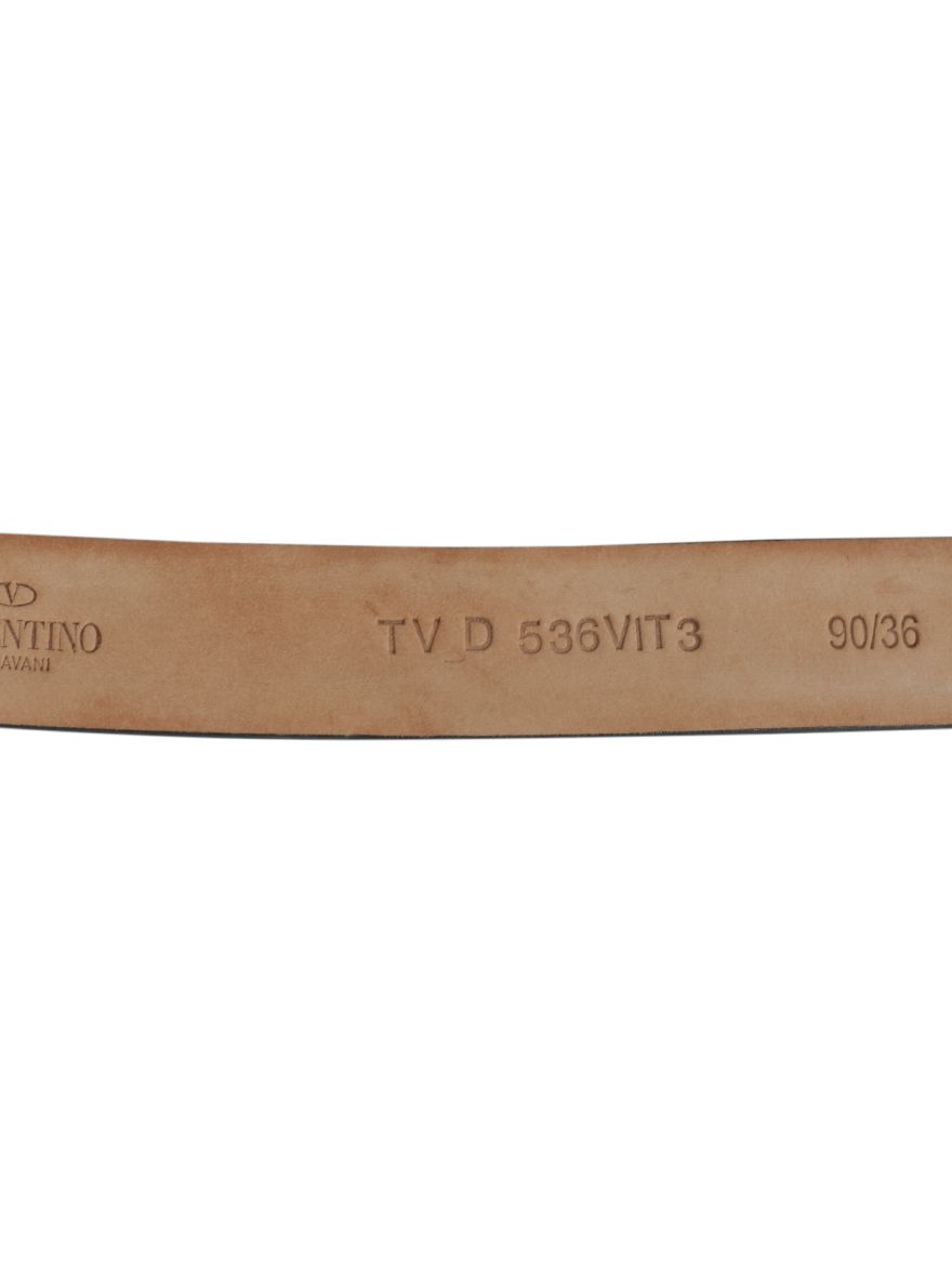 Tan leather Embellished Logo Platino Belt Size: 36