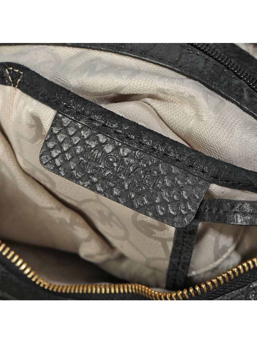 Black Python Embossed Bedford Shoulder Bag