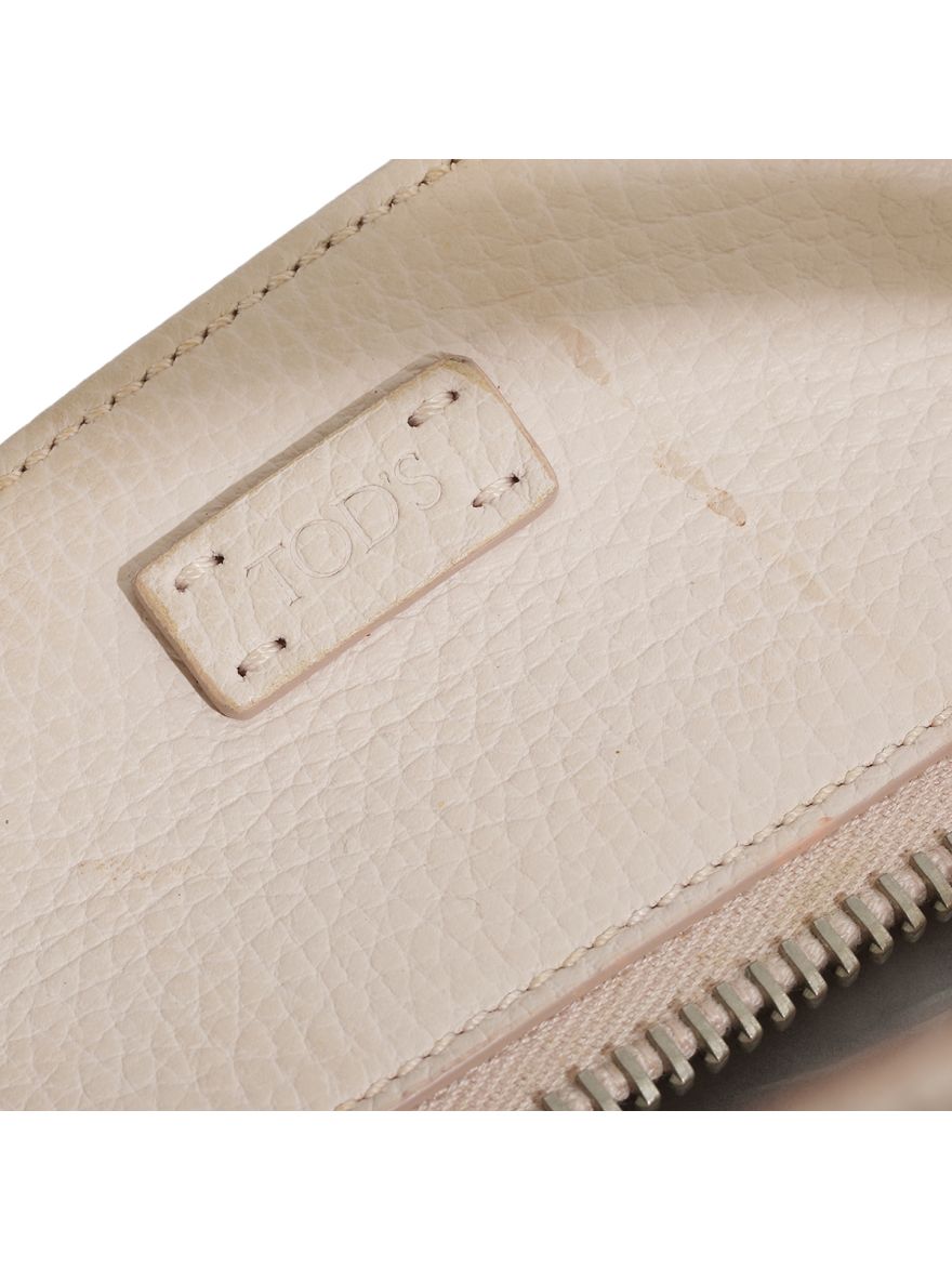 Beige Double T Grained Leather Satchel Medium