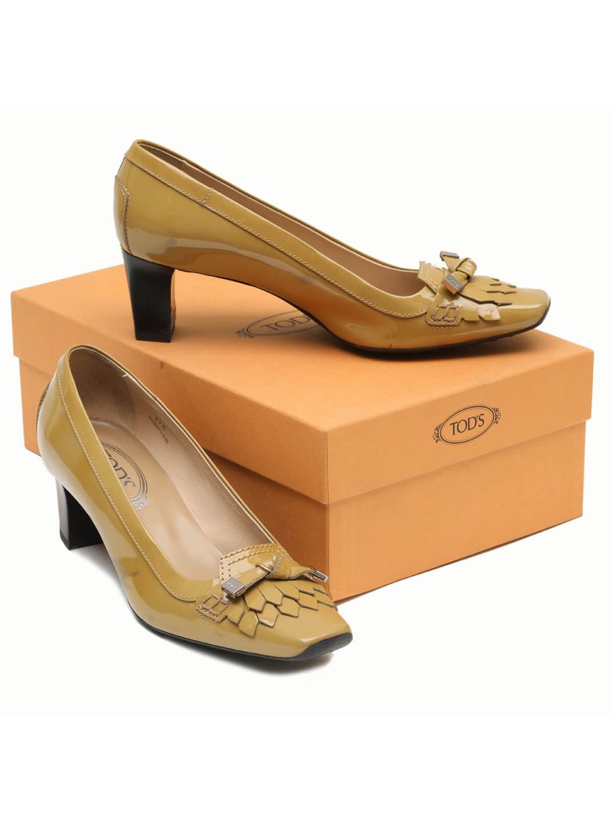 Beige Heel Loafers Size-37.5 EUR