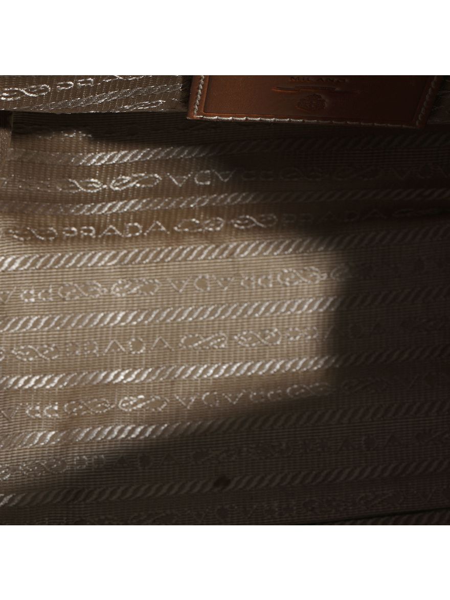 Brown/Beige Jacquard Logo Bauletto Bag