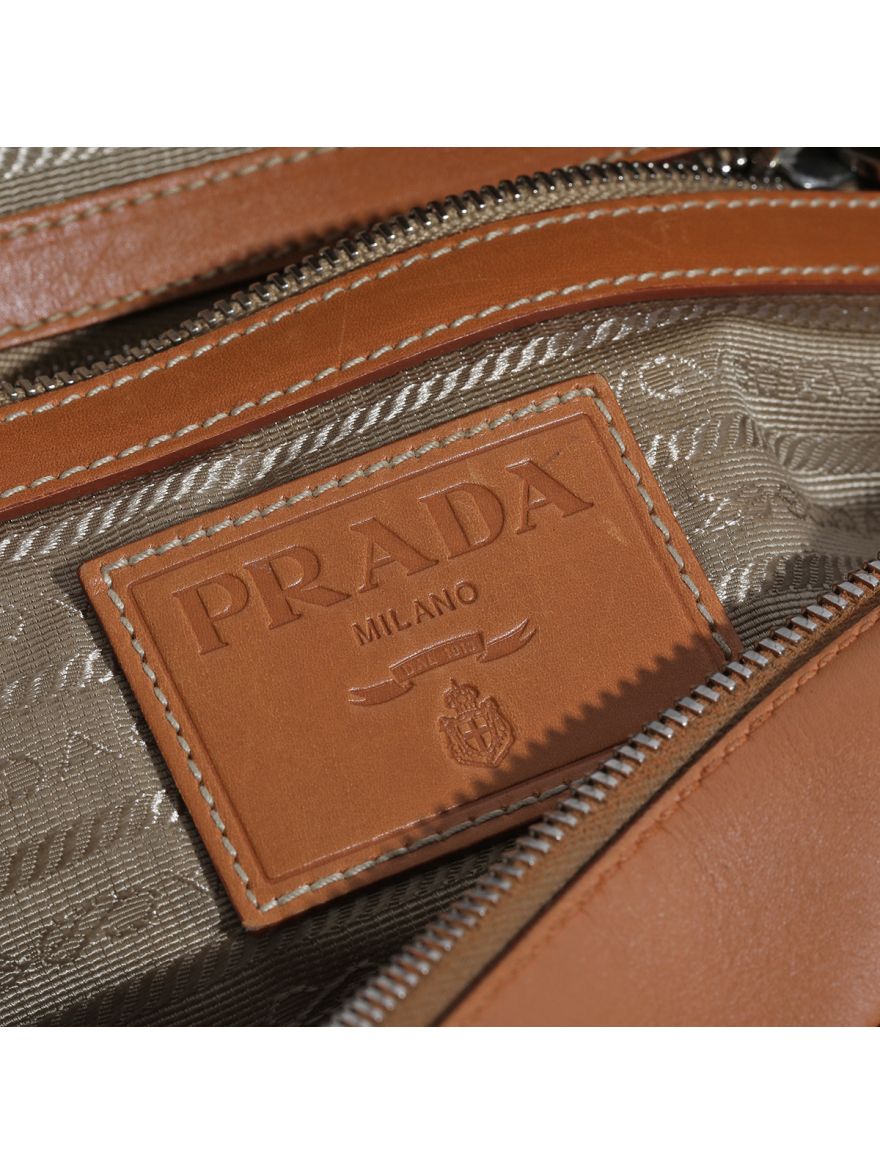 Brown/Beige Jacquard Logo Bauletto Bag