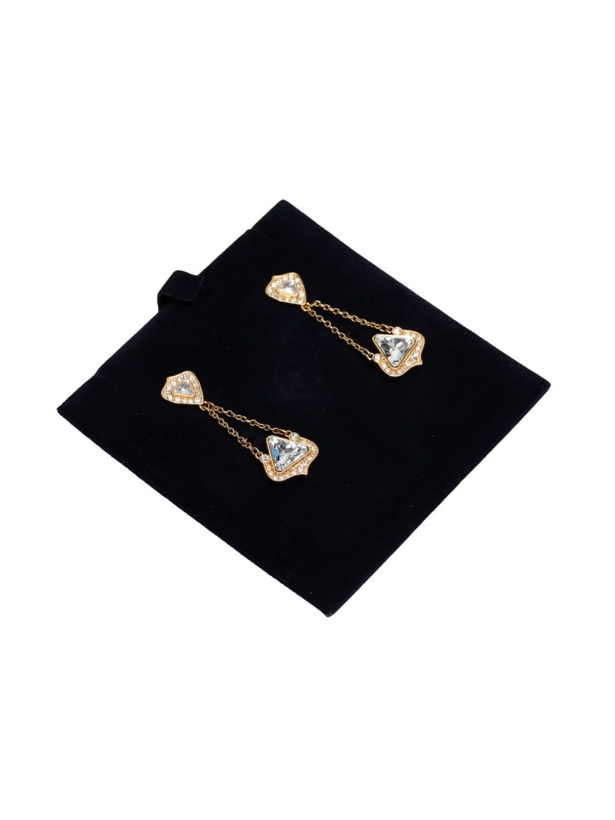 Gold And Crystal Dangler Earrings