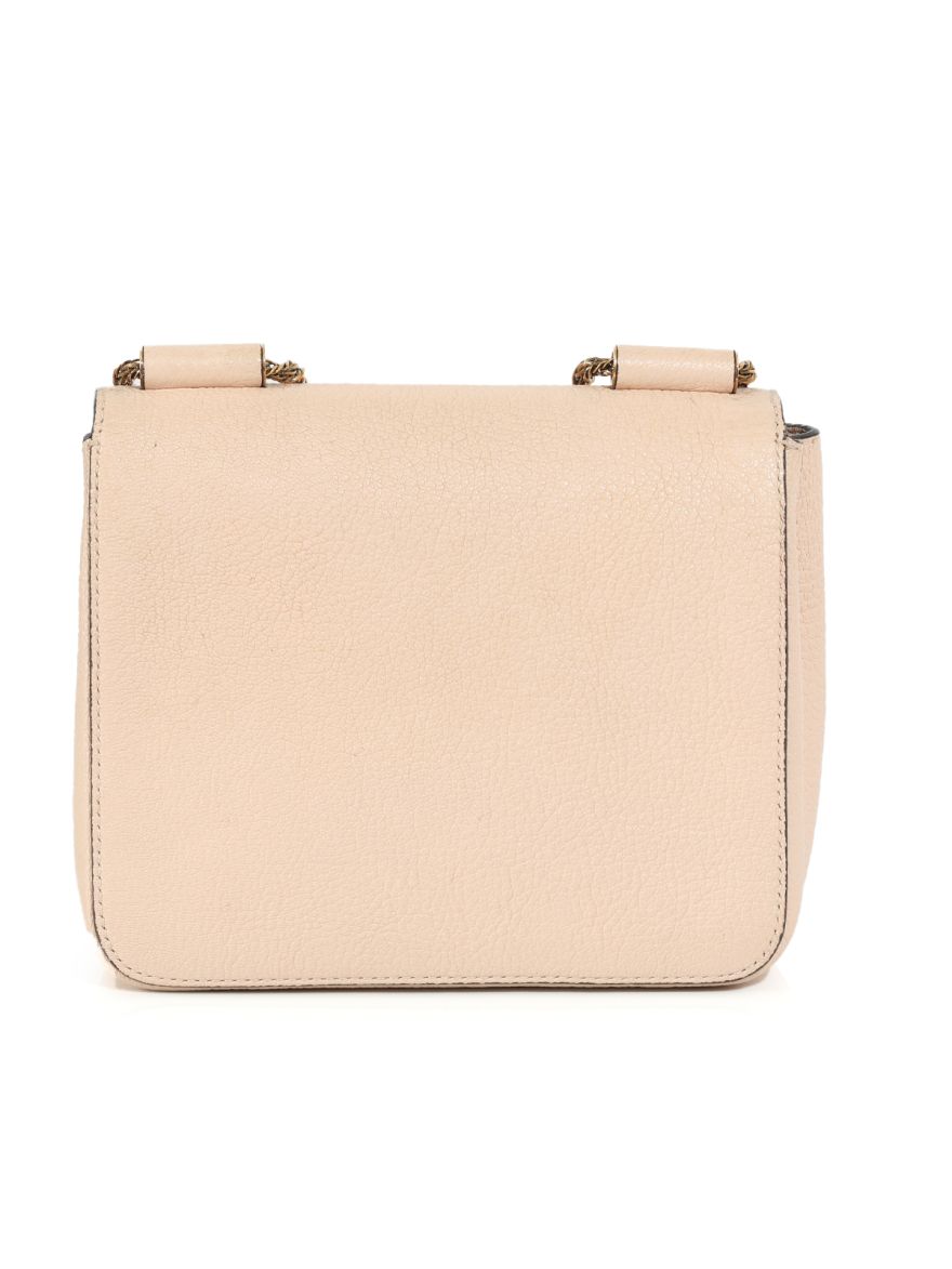 Beige Leather Small Square Elsie Chain Shoulder Bag