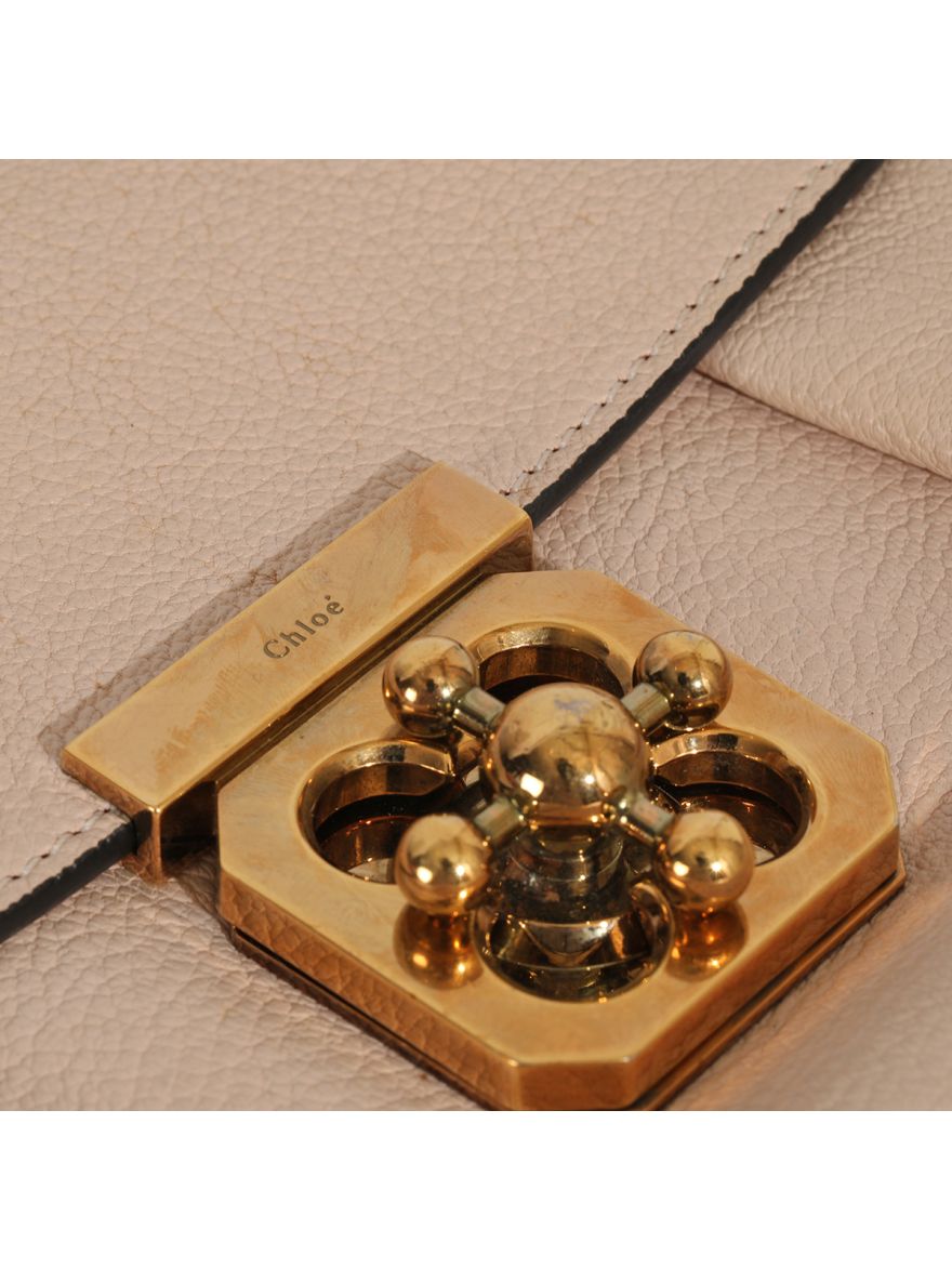 Beige Leather Small Square Elsie Chain Shoulder Bag