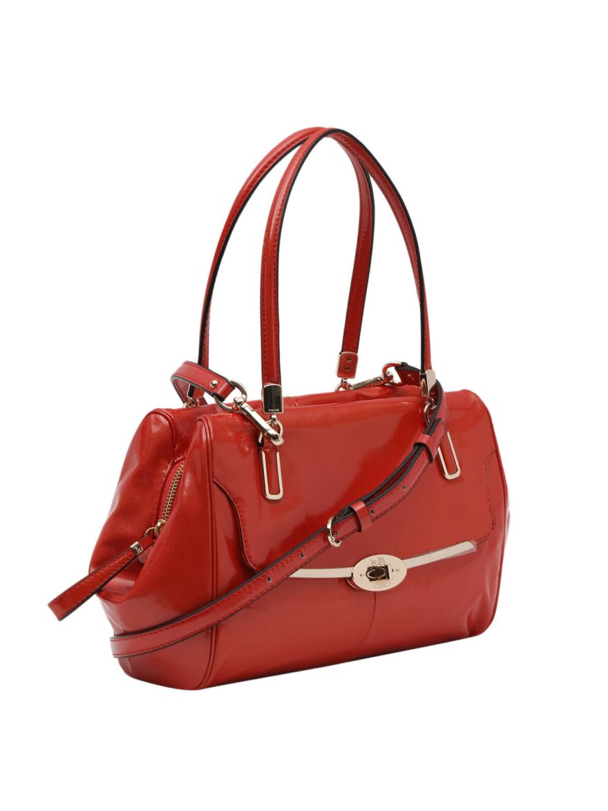 Orange Patent Leather Shoulder Bag with Strap