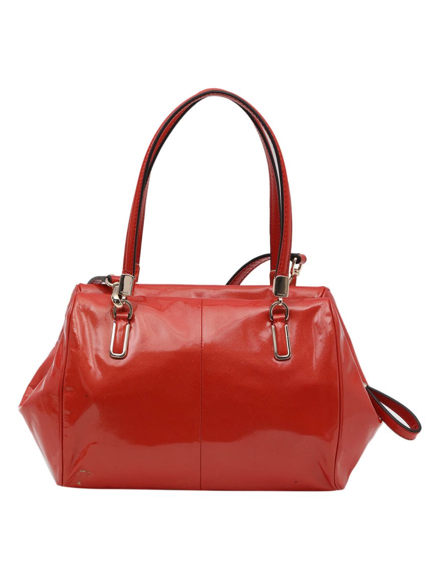 Orange Patent Leather Shoulder Bag with Strap