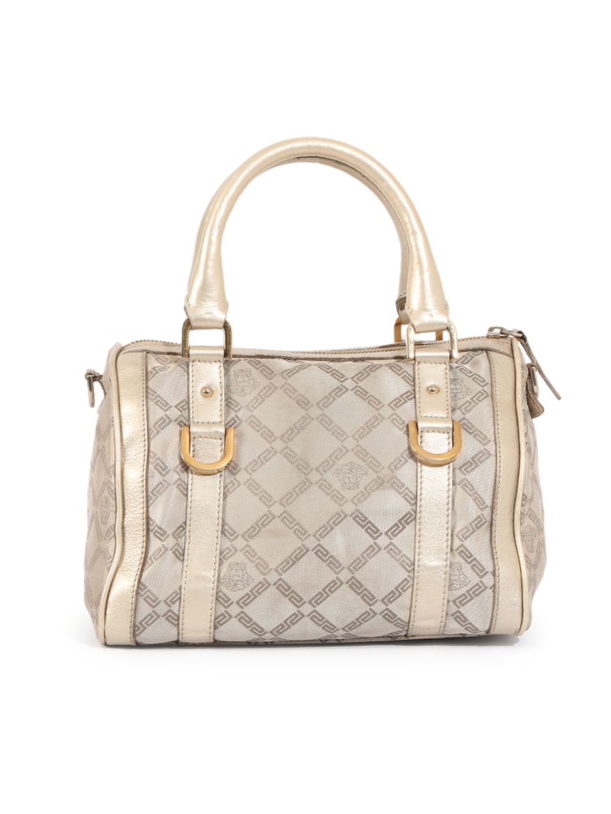 Metallic Gold/Cream Signature Canvas And Leather Snap Out Of It Satchel