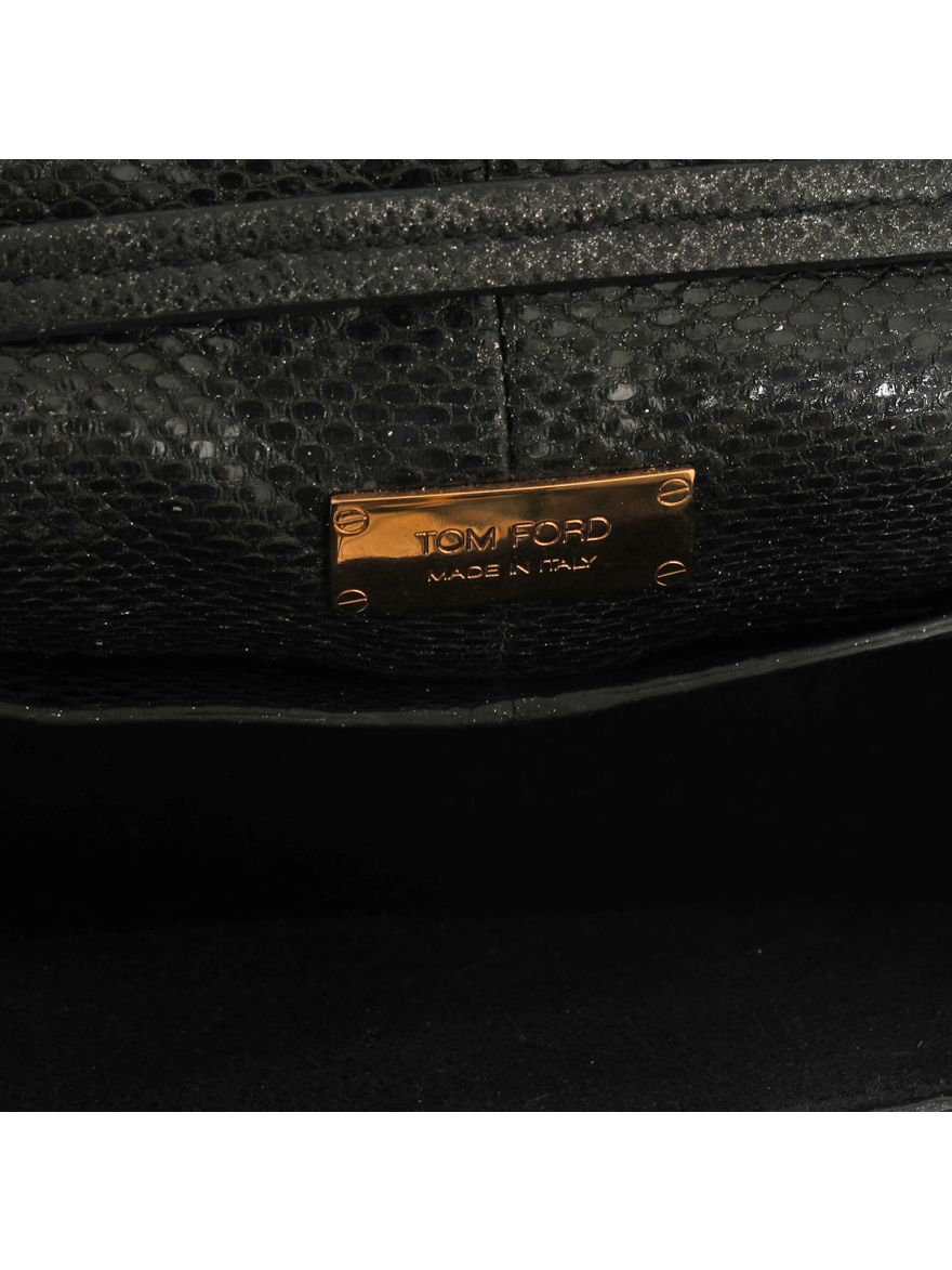Sequin Snake Embossed Sedgwick Zip Clutch Bag Black Small