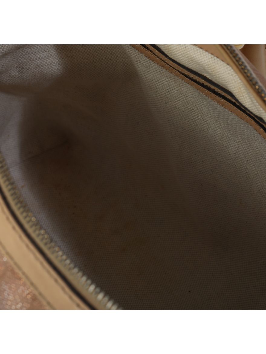 Beige/Rose Gold Metallic GG Fabric & Leather Tote