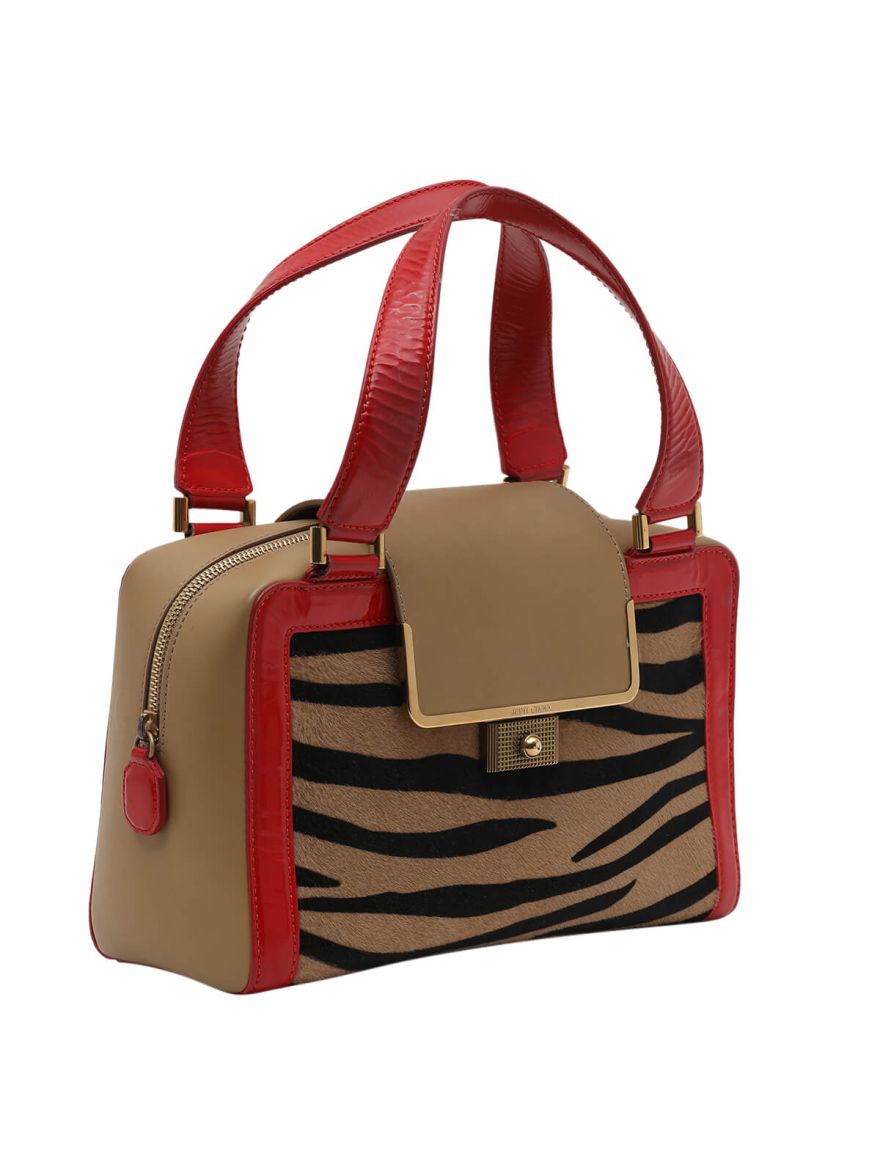 Two Tone Zebra Leather Hand Bag