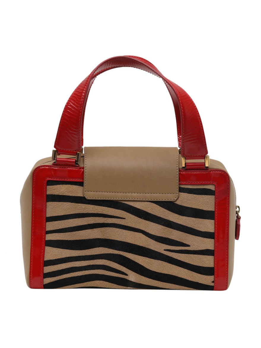 Two Tone Zebra Leather Hand Bag
