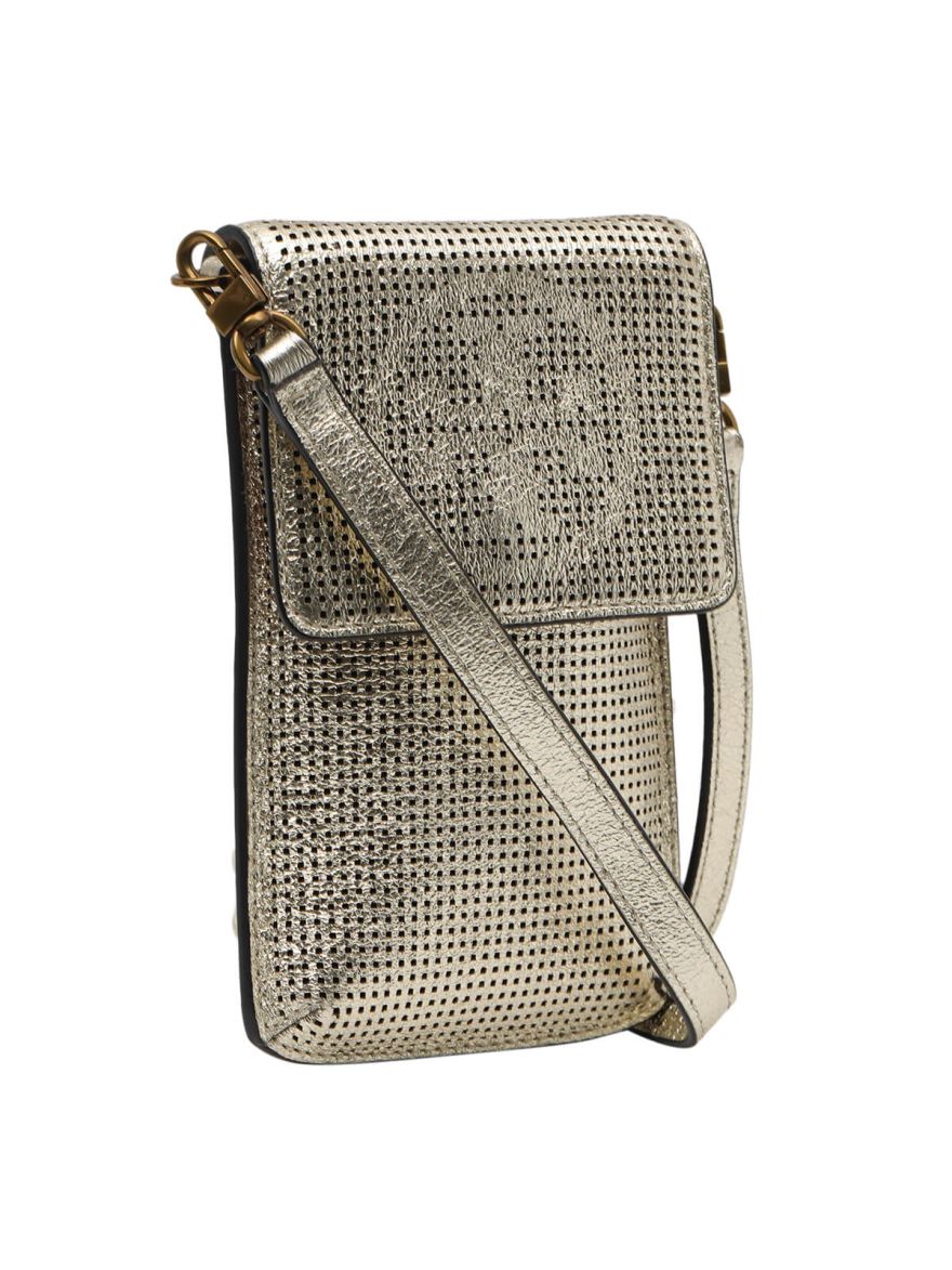 Perforated Metallic Leather Smartphone Bag