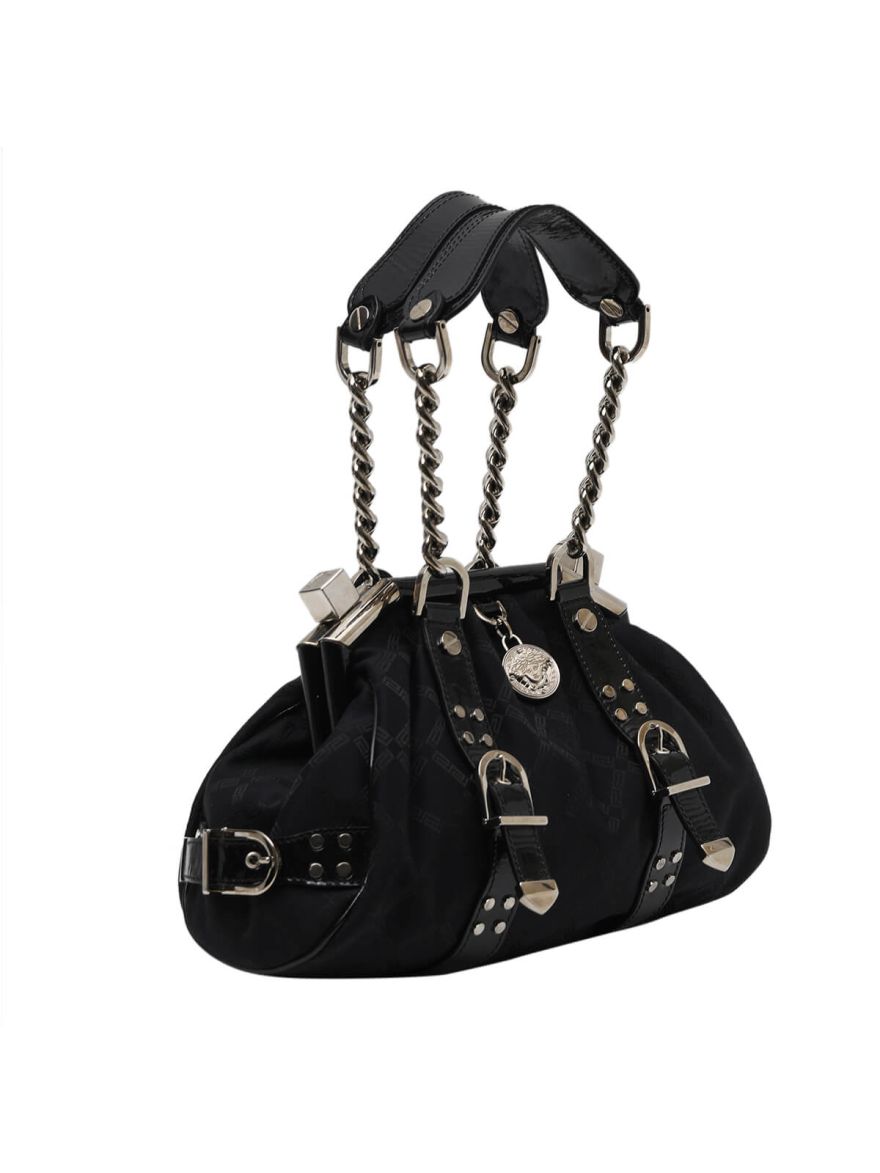 Black Fabric Evening Shoulder Bag