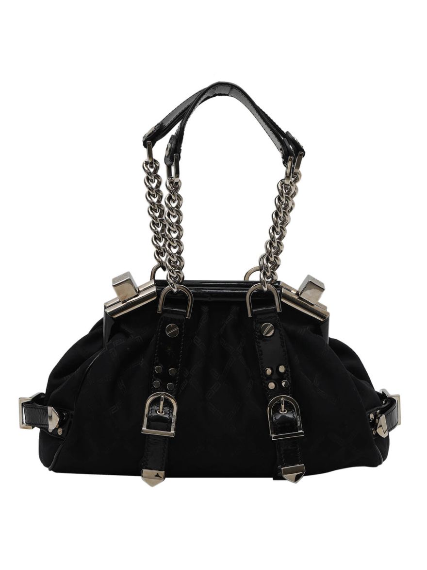 Black Fabric Evening Shoulder Bag