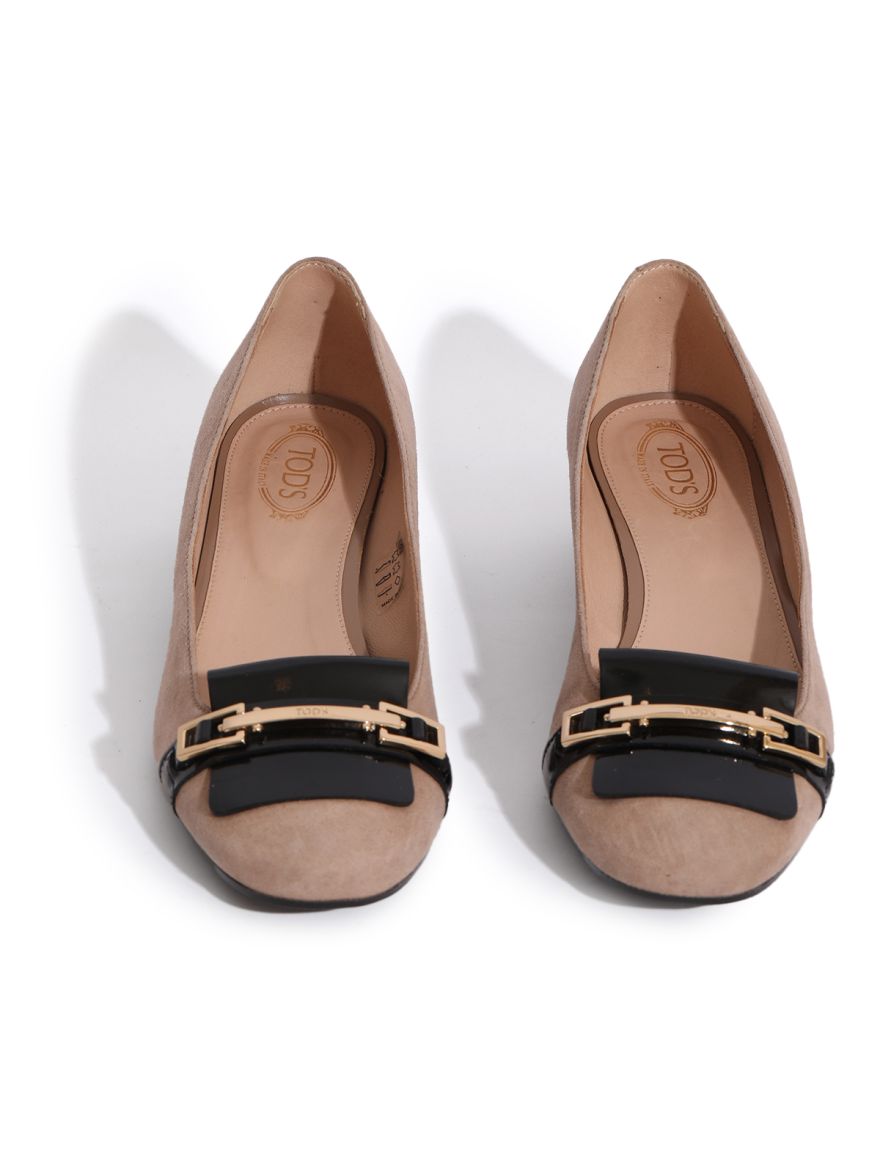 Camel Suede Block Heel Pumps Size: 38