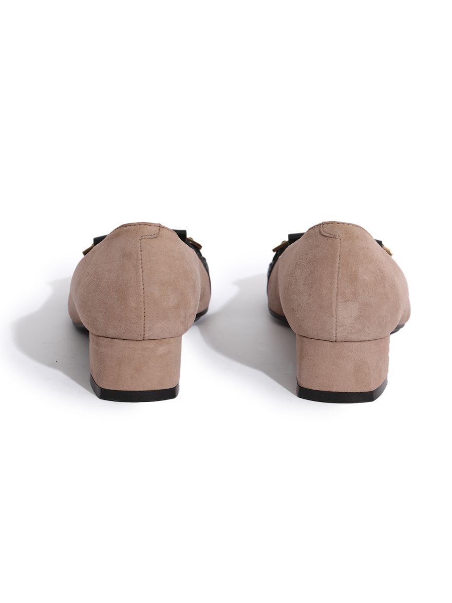 Camel Suede Block Heel Pumps Size: 38