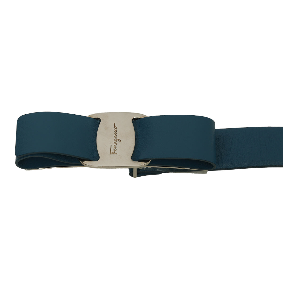 Blue Leather Vara Bow Double Belt