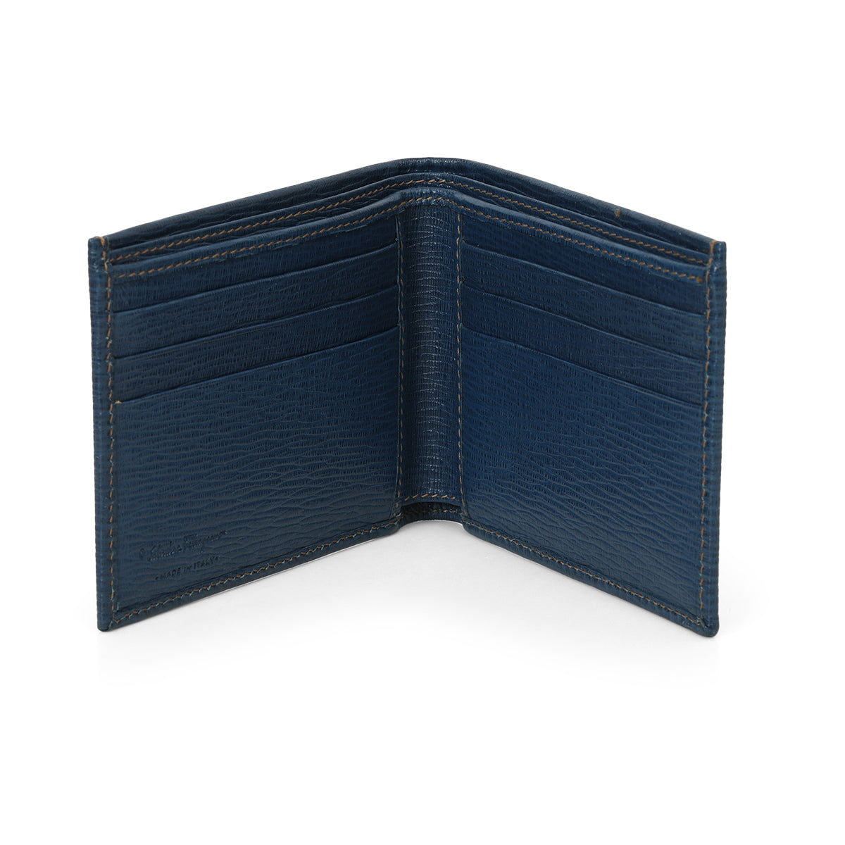 Blue Leather Bi-Fold Wallet One Size