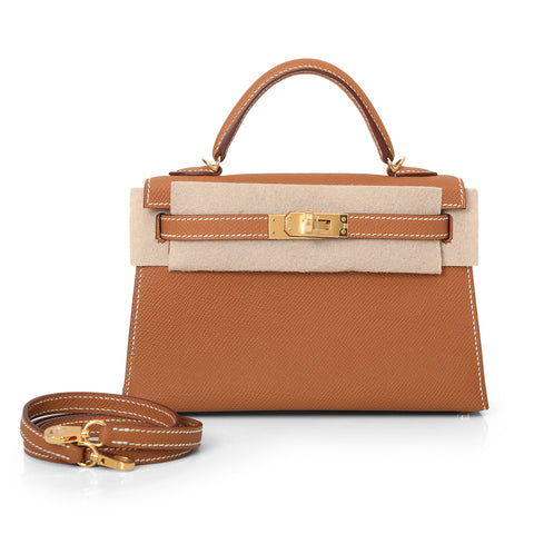 Gold On Gold Mini kelly in Epsom Leather