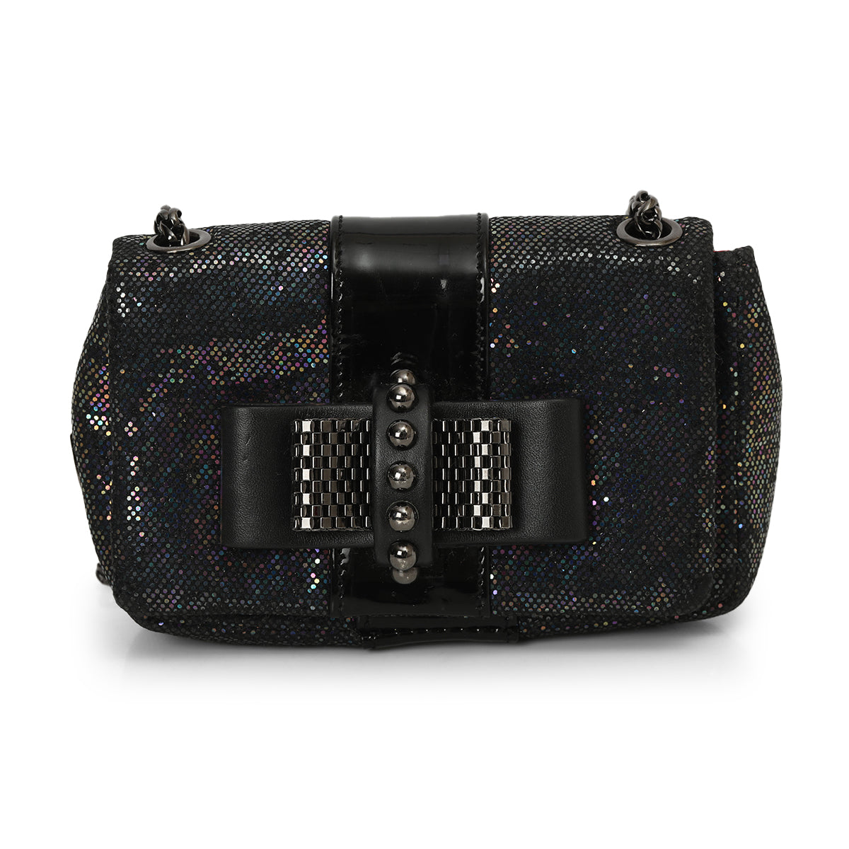 Multicolor Glitter/Black Leather Mini Sweet Charity Bag