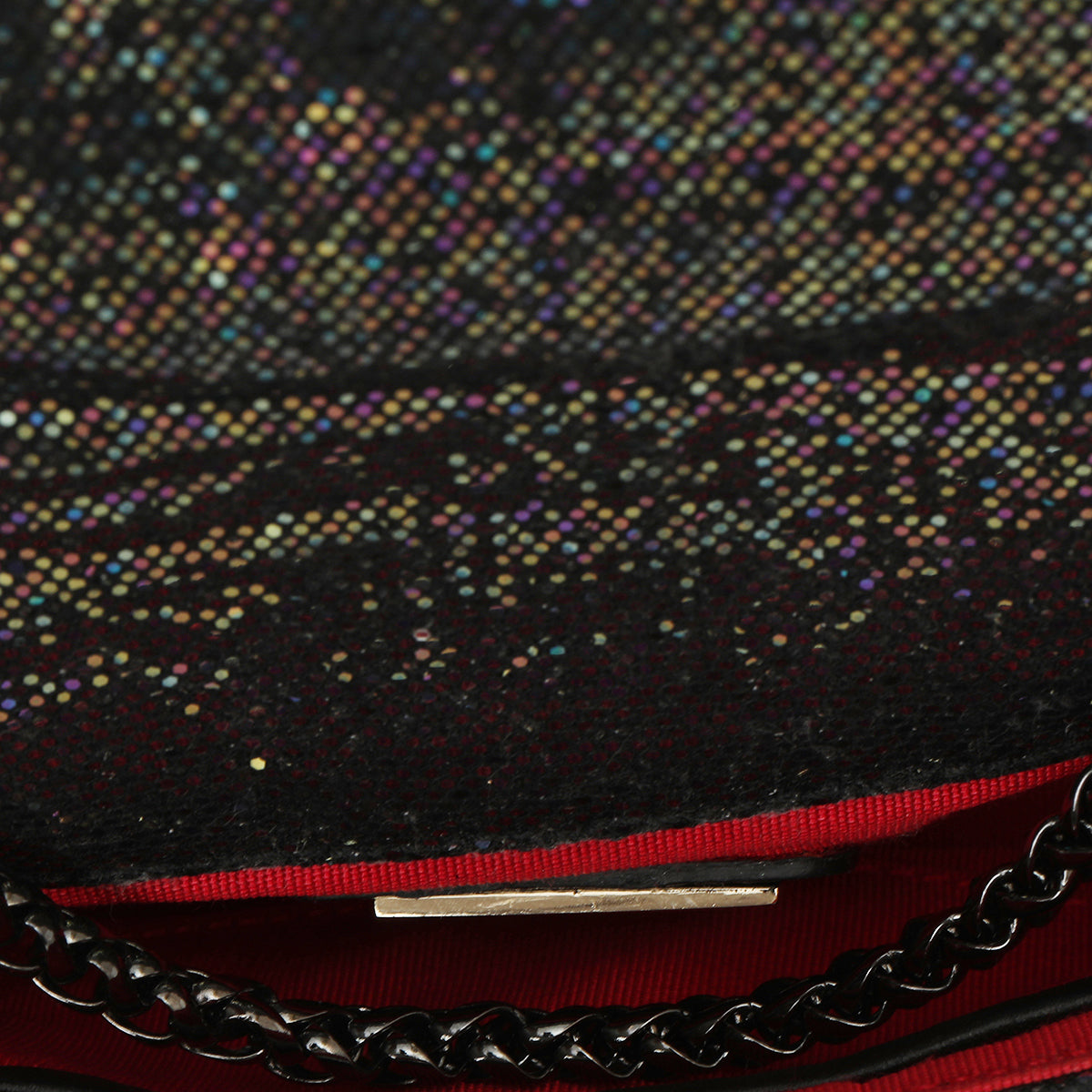 Multicolor Glitter/Black Leather Mini Sweet Charity Bag