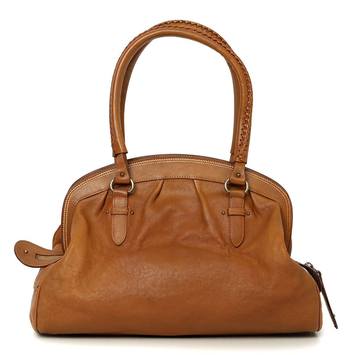 Brown Leather Large My Dior Pockets Satchel