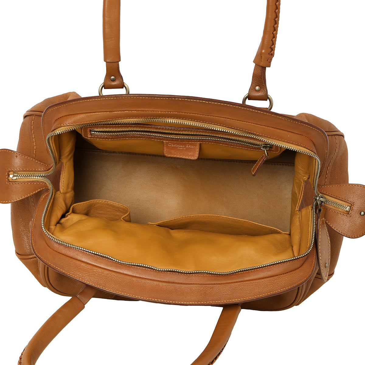 Brown Leather Large My Dior Pockets Satchel