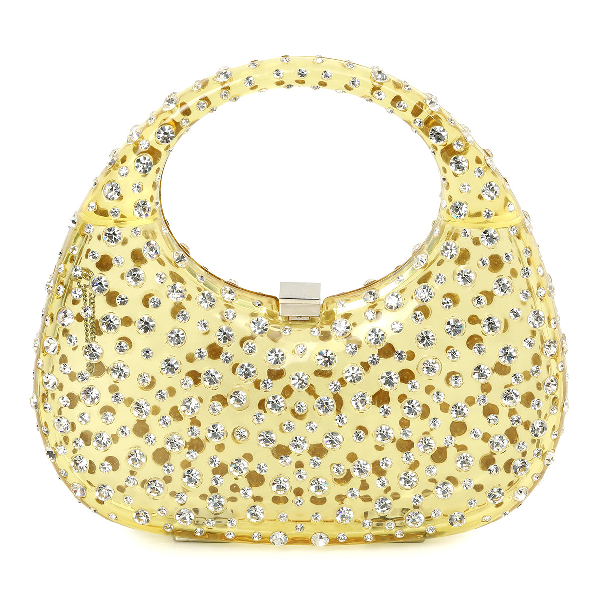 Champagne Melini Bag Crystal Encrusted Resin Bag One Size