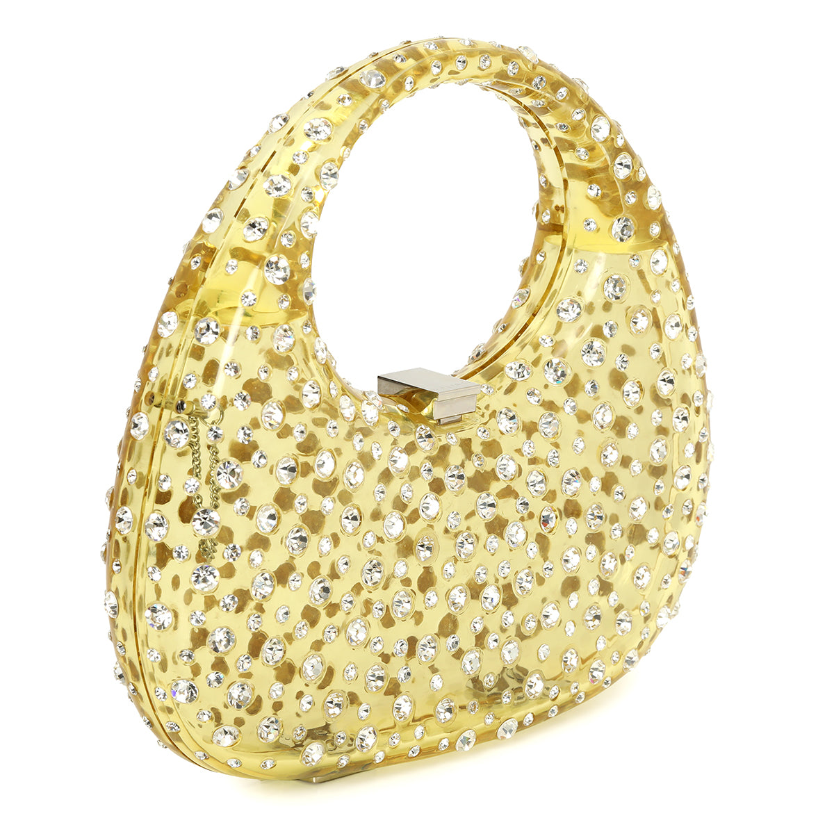 Champagne Melini Bag Crystal Encrusted Resin Bag One Size