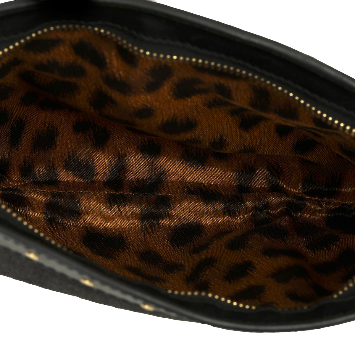 Leather Trim Black Canvas Clutch One Size