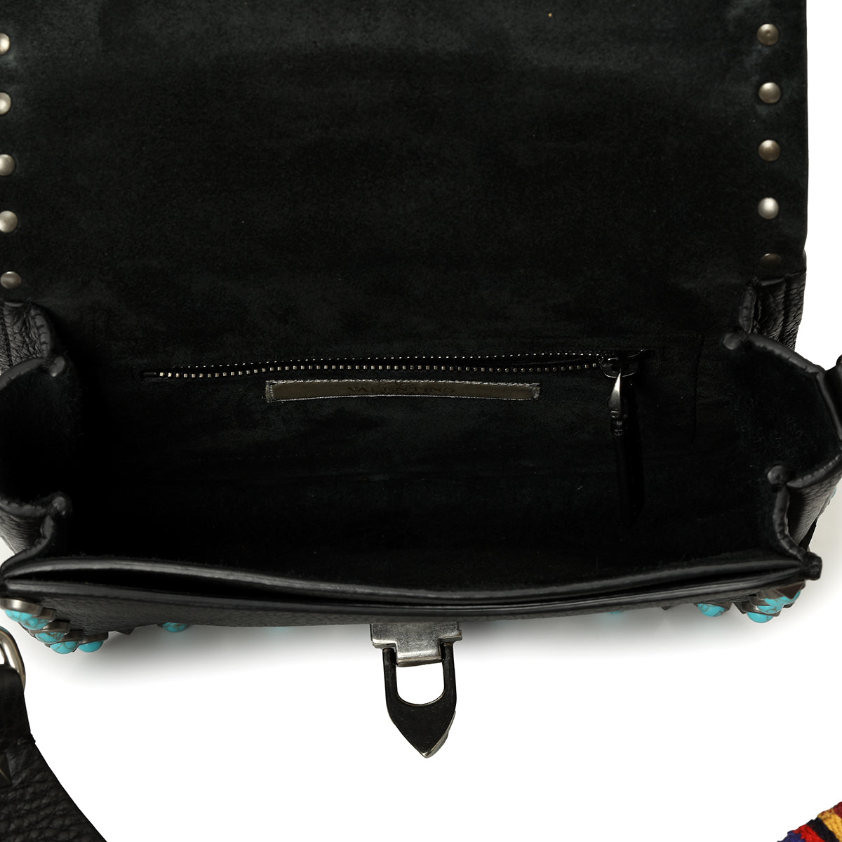 Black Leather Guitar Rolling Rockstud Shoulder Bag Small