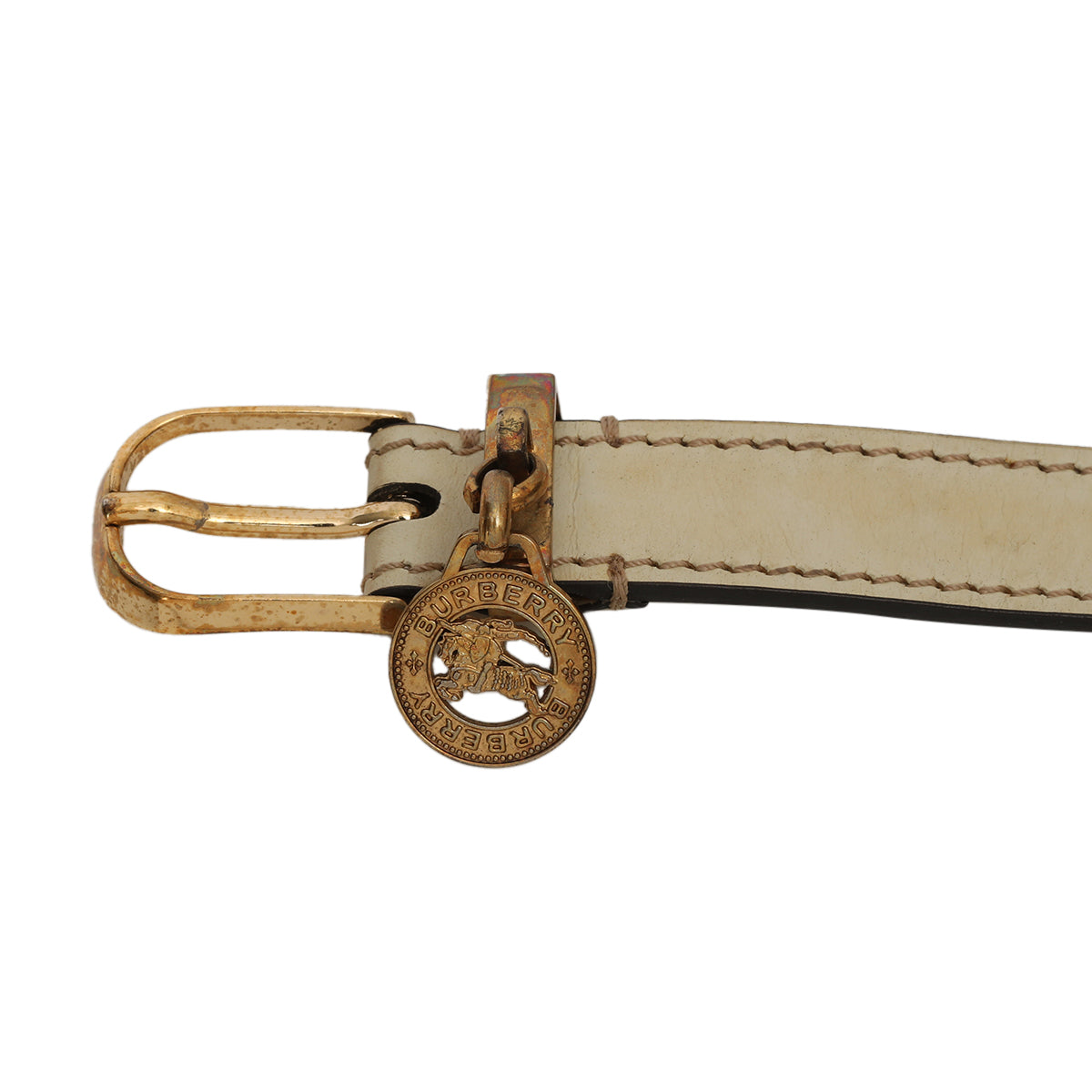 Leather Rocking Off-White Coin Belt - 32