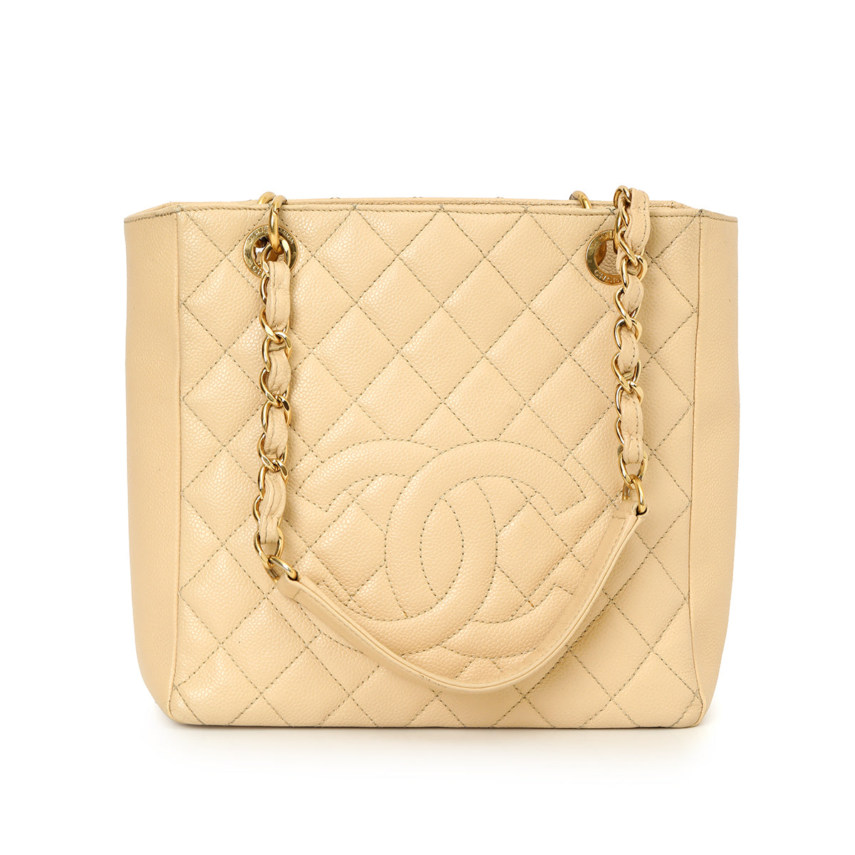 Beige Caviar Petite Shopping Tote PST