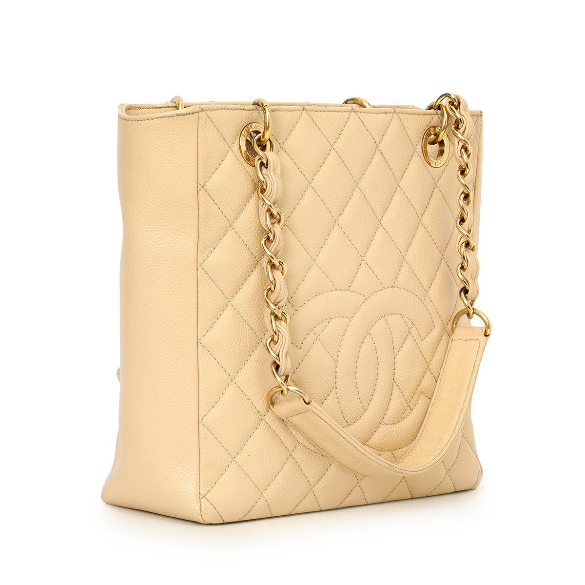 Beige Caviar Petite Shopping Tote PST