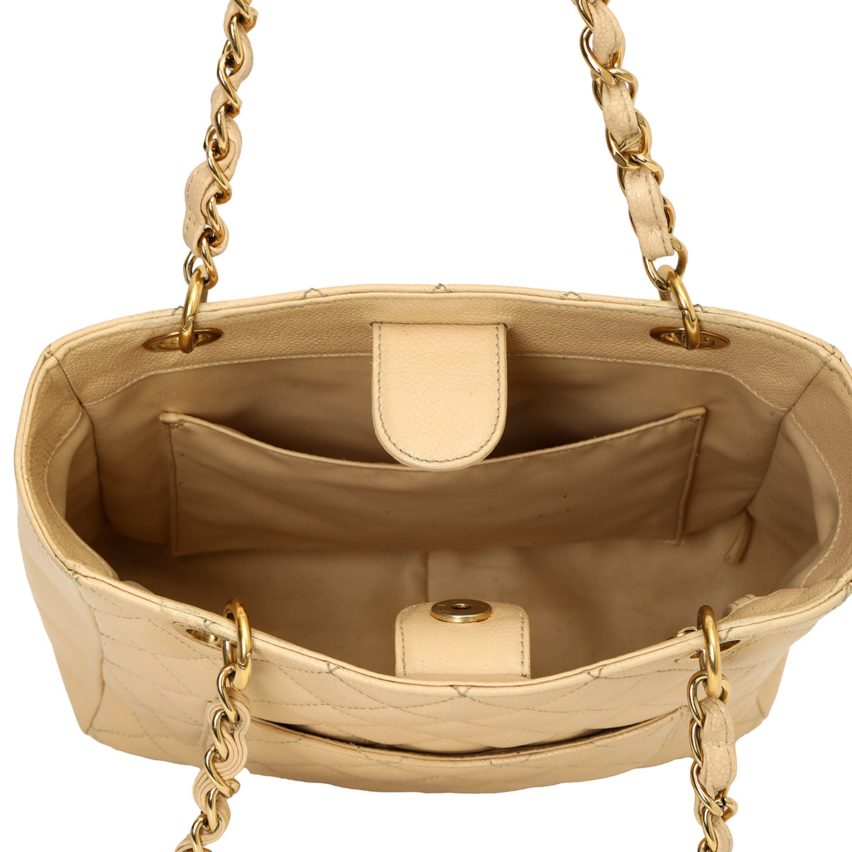 Beige Caviar Petite Shopping Tote PST