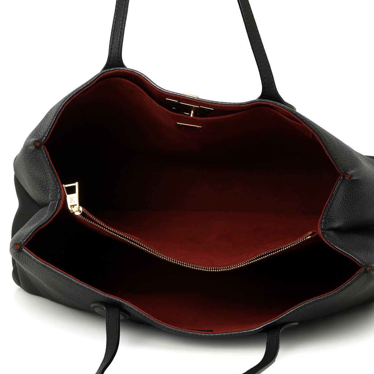 Black Leather Lockme Shopper Bag Medium